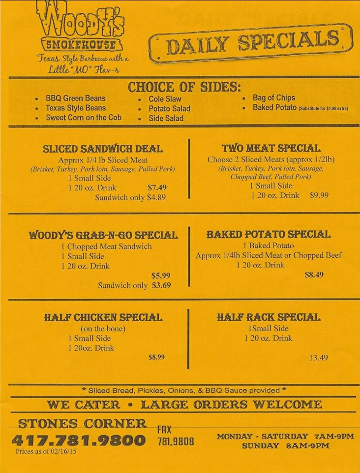woods smokehouse menu